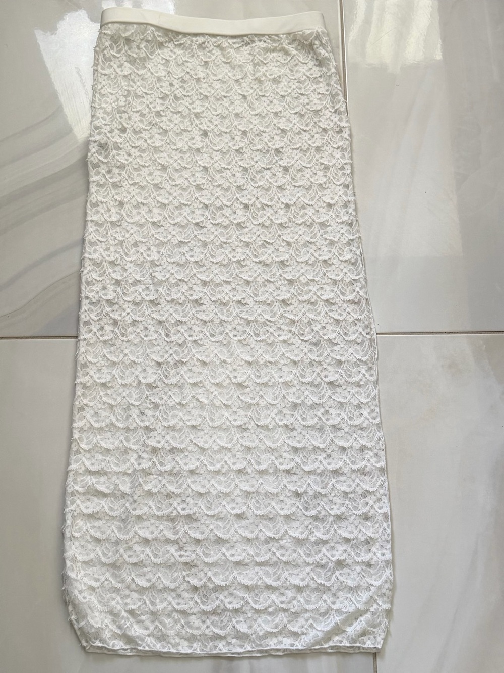 White Lace Pencil Skirt - Women's Elegant Midi Skirt
